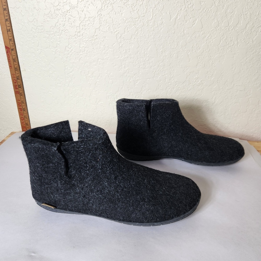 Glerups Model G Charcoal Grey Wool Felt Boot Slippers Rubber Sole Mens 13 EU 47